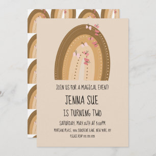 Invitación Mariposas arcoiris Mano dibujada bohemia Cumpleaño