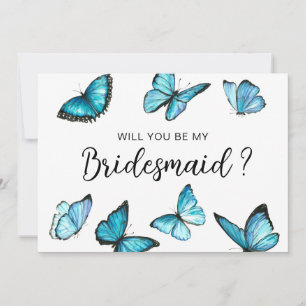 Invitación Mariposas azules de moda. ¿Serás Mi Novia?