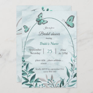 Invitación mariposas azules verde azuladas y deja una ducha d