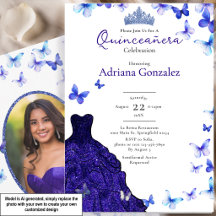 Mariposas Azules Vestido Tiara Foto Quinceañera