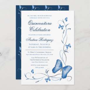 Celo Canberra Cuaderno Invitaciones Azul Mariposa Quinceanera | Zazzle.es