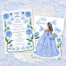 Mariposas azules y Rosas Princesa Quinceanera