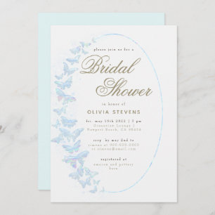 Invitación Mariposas Blancas Marco Boho Ducha Bridal Elegante