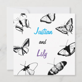 Invitación Mariposas blancas y negras