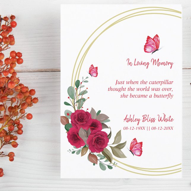 Invitación Mariposas Botánicas Florales Funeral Queridos (Subido por el creador)