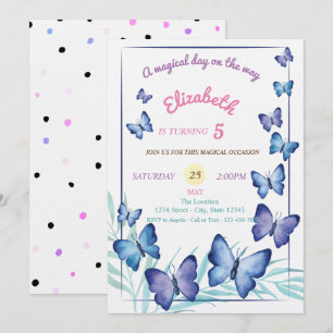 Invitación Mariposas Chic Lunares Cumpleaños