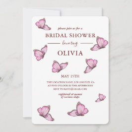 Invitación Mariposas color agua rosada. Ducha Bridal Elegante