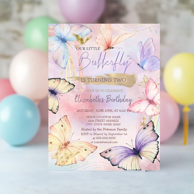 Invitación Mariposas Coloridas Cumpleaños de Arcoíris (Subido por el creador)