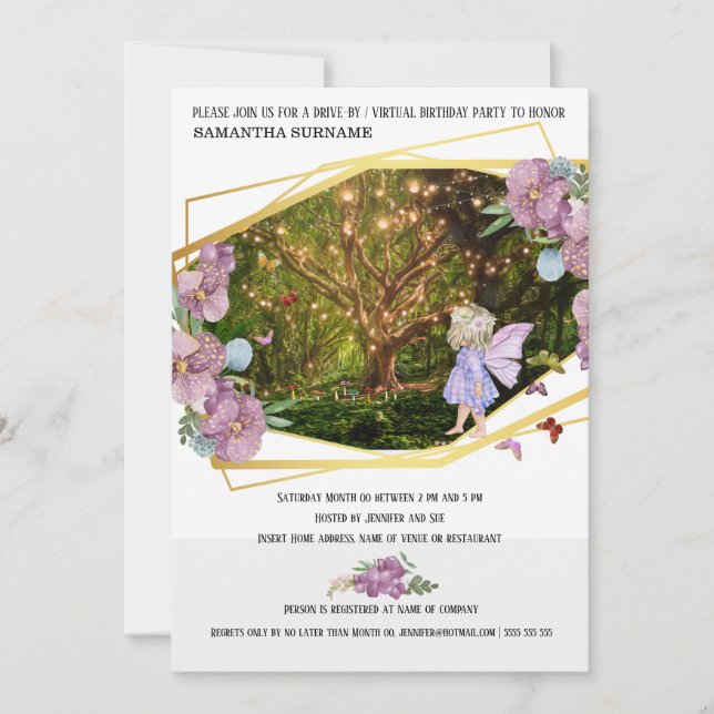 Invitación Mariposas con cuerdas de jardín encantadas (Anverso)