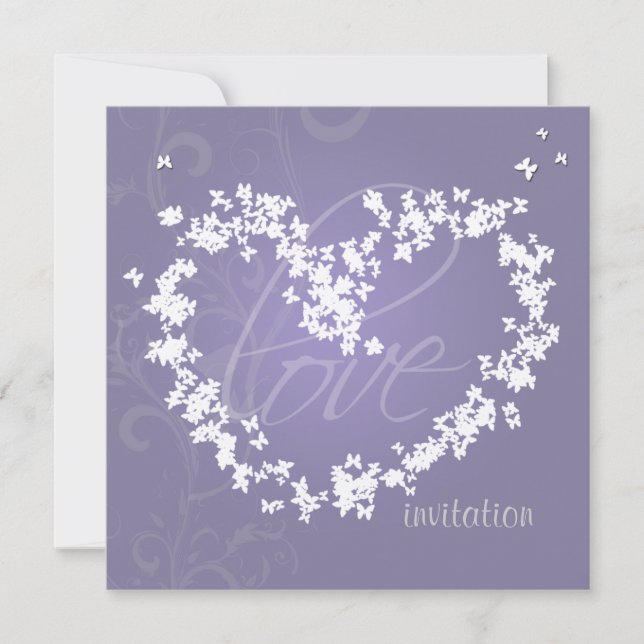 Invitación Mariposas corazón/invitaciones (Anverso)