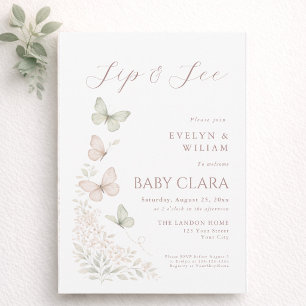 Invitación Mariposas de Acuarela Floral Beben y Ven