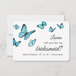 Invitación Mariposas de color azul de agua serán mi novia