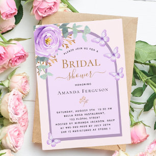 Invitación Mariposas de durazno morado arco floral Ducha de n