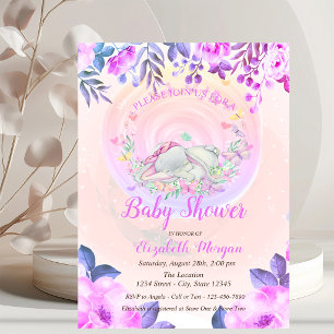 Invitación Mariposas de elefante bebé lindas florales