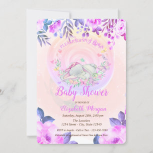 Invitación Mariposas de elefante bebé lindas florales