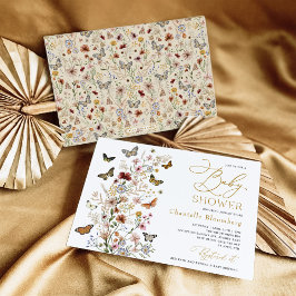 Invitación Mariposas de época Boho Wildflower Baby Shower