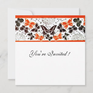 Invitación MARIPOSAS DE FANCÍA BLANCA NEGRA naranja