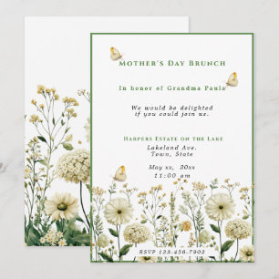 Invitación Mariposas de flores blancas de brunch del día de l
