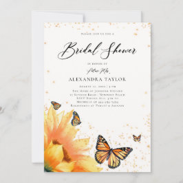 Invitación Mariposas de girasol ducha de novia rusa de oro