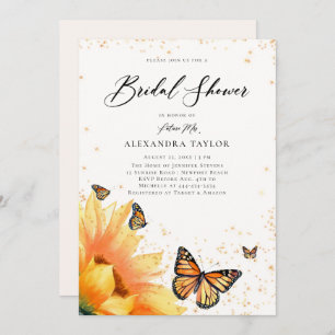 Invitación Mariposas de girasol ducha de novia rusa de oro
