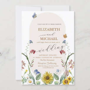 Invitación Mariposas de girasol silvestre Champagne Glass