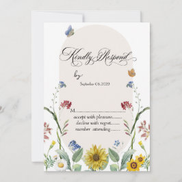 Invitación Mariposas de girasol silvestre RSVP