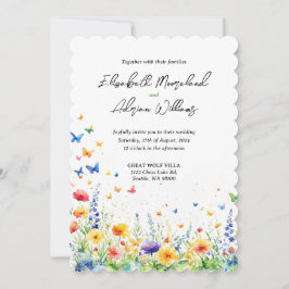 Invitación Mariposas de jardín floral de primavera