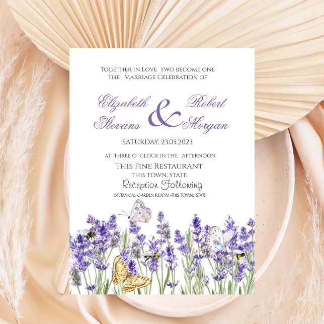 Invitación Mariposas de Lavanda Boda Botánica (Subido por el creador)