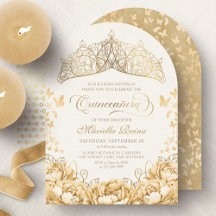 Mariposas de Oro Amarillo Corona Floral Quinceaner