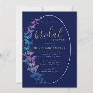 Invitación Mariposas de oro de la marina Boho Frame Bridal Sh