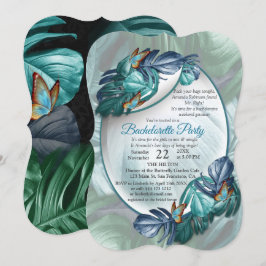 Invitación Mariposas de paraídas/salpicaduras de turquesa tro