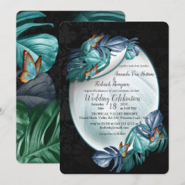 Invitación Mariposas de paraídas/salpicaduras de turquesa tro
