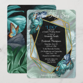 Invitación Mariposas de paraídas/salpicaduras de turquesa tro