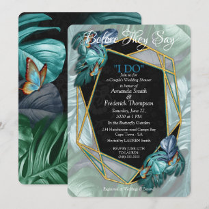 Invitación Mariposas de paraídas/salpicaduras de turquesa tro