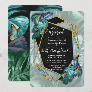 Invitación Mariposas de paraídas/salpicaduras de turquesa tro