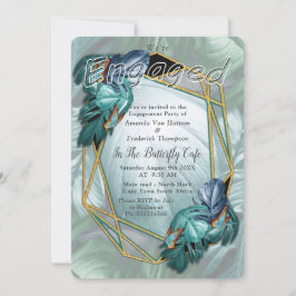 Invitación Mariposas de paraídas/salpicaduras de turquesa tro