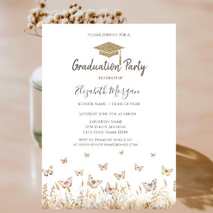 Invitación Mariposas de pradera acuarela graduación