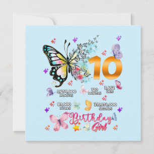 Invitación Mariposas Dobles Dígitos 10 años Mariposas I
