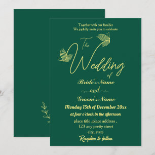 Invitación Mariposas doradas románticas y elegantes de esmera