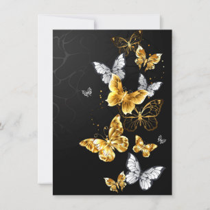 Invitación Mariposas doradas y blancas