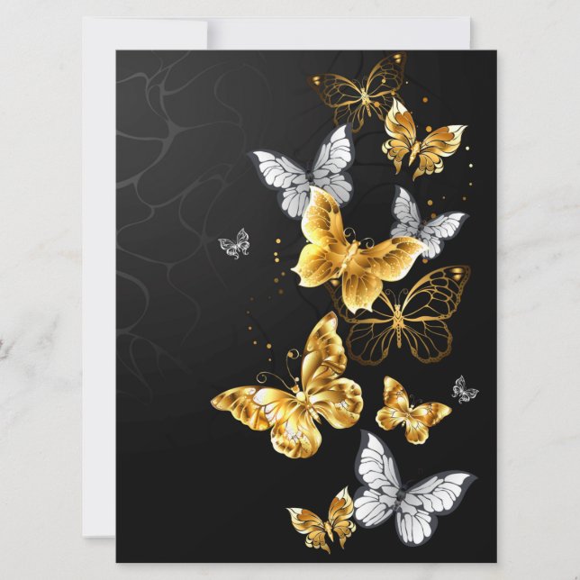 Invitación Mariposas doradas y blancas (Anverso)
