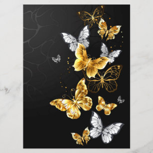 Invitación Mariposas doradas y blancas