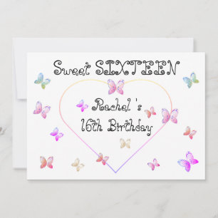 Invitación mariposas dulces de corazón rosado dulce dulce 16