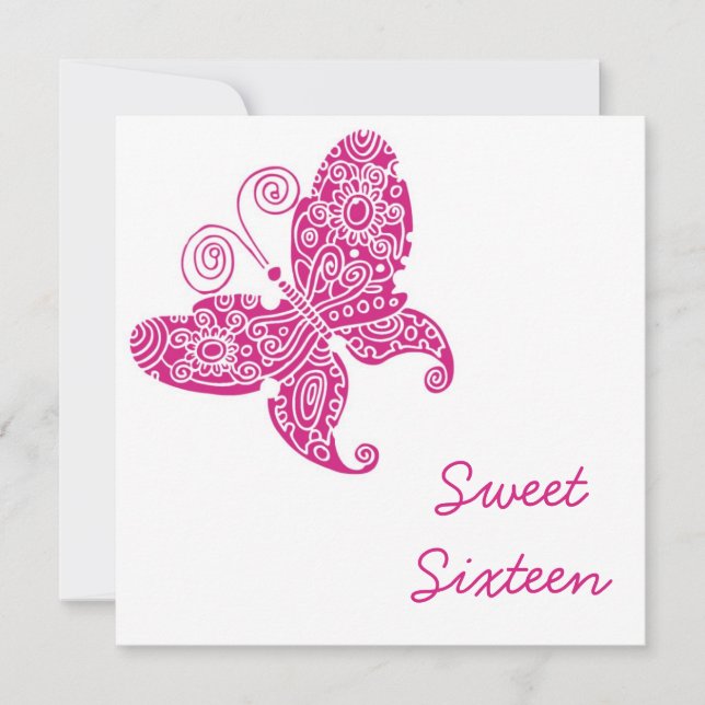 Invitación Mariposas Dulces Dieciséis (Anverso)
