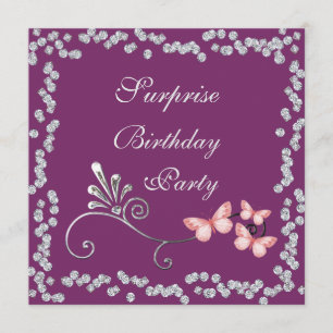 Invitación Mariposas elegantes y cumpleaños de la sorpresa de