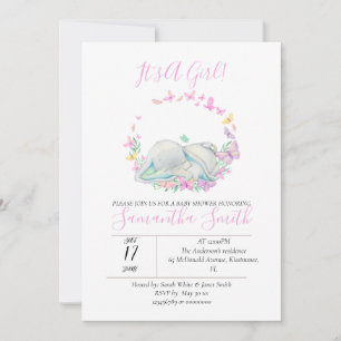 Invitación Mariposas Elephant Pink Baby Shower