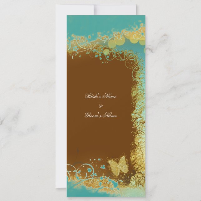 Invitación Mariposas en tema de boda verde azulado - Crea tu  (Anverso)