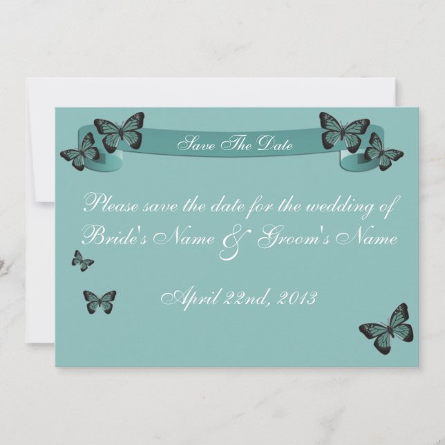 Invitación Mariposas Esmeraldas Guarden la Fecha (Anverso)