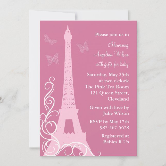 Invitación Mariposas filigranas en París (Anverso)