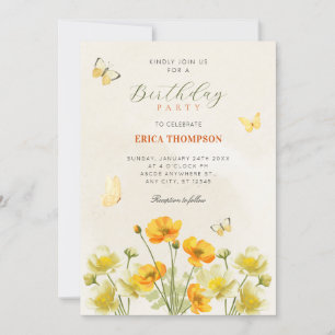 Invitación Mariposas florales amarillas